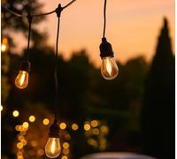 LY Sweden Guirnalda luminosa exterior con portalámparas colgantes de 10 m con 20 bombillas LED intercambiables