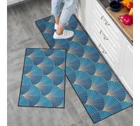 LY4U 2 Juegos de Alfombras y Almohadillas de Cocina, Almohadillas Antideslizantes de Respaldo TPR, Juegos de Canales de Absorción de Agua, Lavables a Máquina, 43x75 + 43x120cm