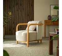 Lya - Sillón de roble macizo y tela gris H 82 x B 70 x T 82 cm