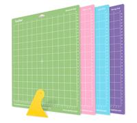 Lya Vinyl 4 alfombrillas de corte de 12 x 12 pulgadas (30,5 x 30,5 cm), PVC, cloruro de polivinilo, cuadrada, 4 tipos de mango diferentes, incluye raspador