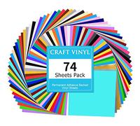 Lya Vinyl 74 Hojas vinilo Adhesivo para Cricut - Hojas de Vinilo Autoadhesivo con 2 Papeles de Transferencia para Pegatinas, Decoración de Fiestas - 40 Colores de Vinilo Adhesivo para Cricut y Cameo