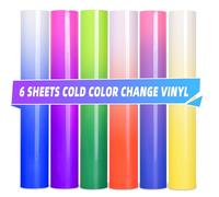 Lya Vinyl Adhesivo permanente de vinilo que cambia de color para Cricut, paquete de 6 unidades de vinilo permanente en frío, hojas de vinilo de 12 x 10 pulgadas sensibles al frío para calcomanías y