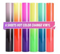 Lya Vinyl Adhesivo permanente de vinilo que cambia en caliente para Cricut, paquete de 6 unidades de vinilo permanente caliente, hojas de vinilo de 12 x 10 pulgadas para calcomanías, tazas, botellas