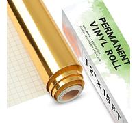 Lya Vinyl Rollo de Vinilo Adhesivo Cromo Oro - 30,5 x 457,2 cm vinilo Adhesivo Metálico para Exteriores para Cricut, Vinilo Metálico Dorado para Regalos DIY, Tazas, Ventanas, Cerámica, Plástico