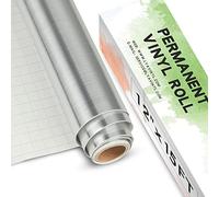 Lya Vinyl Rollo de Vinilo Adhesivo Plata Cepillada - 30,5 x 457,2 cm vinilo Adhesivo Metálico para Exteriores para Cricut, Vinilo Metálico Plateado para Regalos DIY, Ventanas, Cerámica, Plástico