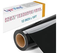 Lya Vinyl Vinilo de transferencia de calor de 15 pies, rollo de vinilo negro para planchar para Cricut, Silhouette Cameo, vinilo negro HTV para tela, ropa, bolsas y otros textiles