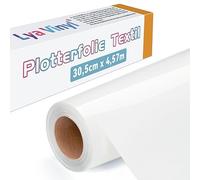 Lya Vinyl Vinilo Textil Termoadhesivo, 30,5 × 457,5 cm, Rollo de Vinilo Textil Blanco para Cricut y Silhouette Cameo, Vinilo HTV Blanco para Ropa, Bolsas, Zapatos y Otros Textiles