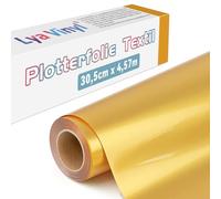 Lya Vinyl Vinilo Textil Termoadhesivo, 30,5 × 457,5 cm, Rollo de Vinilo Textil Dorado Brillante para Cricut y Silhouette Cameo, Vinilo HTV Dorado Brillante para Ropa, Bolsas, Zapatos y Otros Textiles