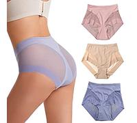 LYAART Calzoncillos moldeadores sin Costuras de Seda Helada de Cintura Alta, Bragas cómodas de Seda Helada, Bragas con Control de Barriga para Levantamiento de Cadera para Mujer (XL,C+3 Pieces)