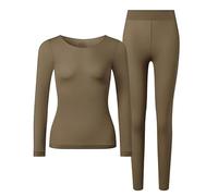 LYAART Conjunto de Ropa Interior hialurónica Ultrafina, Ropa térmica Invisible para el Cuidado de la Piel con ácido hialurónico (L(45-65kg),Brown)