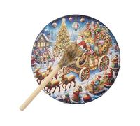 lyanny Tambor de mano chamánico,Tambor chamánico | Tambores chamán de madera navideña de 10 pulgadas con baqueta - Herramienta de curación con sonido, decoración del hogar, instrumento espiritual para