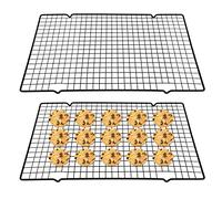 Lyaor 2 Piezas Rejilla de Enfriamiento Antiadherente para Tartas 25x40cm Rejillas para Enfriar Pasteles Rejilla Refrigeración Rectangular de Acero Carbono para Pan Galleta Pizza Tarta de Huevo