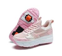 LYBANG Niños Skateboarding Zapatos Doble Rueda Calzado Deportes de Exterior Gimnástico Sneakers Moda Zapatillas Regalo de cumpleaños para niños