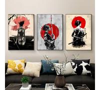 LYBOHO Póster de mujer japonesa en lienzo, arte de pared, arte de pared, decoración de pared (sin marco) (3 unidades, 40 x 60 cm)