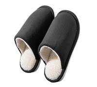 LYBQFZ Mujer Casa Zapatillas Zapatillas De Algodón para Hombres De Gran Tamaño Zapatillas Antideslizantes Interiores De Otoño E Invierno Zapatillas De Fondo Grueso-negro-48-49