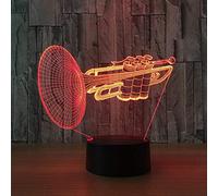 Lybring Luz nocturna 3D, lámpara de ilusión de trompeta de estado de ánimo, instrumentos musicales LED, luz que cambia de color, decoración del hogar para festivales de cumpleaños