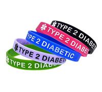 Lybring Paquete de 5 pulseras de silicona para diabetes tipo 2, pulseras suaves para muñeca adulta estándar