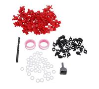 Lybunair Bebedero automático para pezón de pollo de 40 piezas, de plástico y acero con taladro, para comederos de cubos y bandeja de gallinero en color rojo