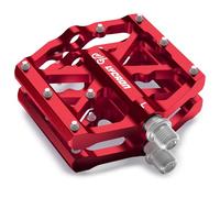 LYCAON Pedali per Bicicletta, Pedale per Bici Antiscivolo in Lega di alluminio CNC, CR-MO & Cuscinetti Pedali per BMX MTB Road Strada Mountain 9/16 Pollici (Rojo)