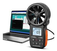 LYCEBELL Anemómetro Digital de Mano 866A, Medidor de Velocidad del Viento, Flujo del Aire CFM CMM, Temperatura, Humedad, con Retención de Datos y Puerto USB para HVAC, Pruebas de Ventilación, Drones