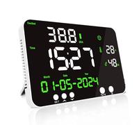 LYCEBELL Medidor de Ruido Digital, Sonmetro Profesional con Pantalla LED Grande, Medidor de Decibelios 30-130dB, Temperatura, Humedad y Reloj, Montaje en Pared y Sobremesa