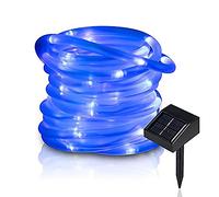 Lychee 16.5ft 50LED Waterproof Solar Power String 1.2 V, Daylight White, with Light Sensor, Outdoor Rope Lights, Ideal for Christmas, Party, Wedding (Blue)