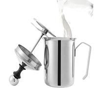 Lychee 800ml Batidoras espumadoras de leche manuales,Acero Inoxidable Leche Manual Frother Doble Colador para Espuma de Leche Capuchino o Expreso Macchiato
