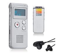 Lychee 8GB grabadora de Voz USB Recargable dictáfono LCD con Grabador de Audio Digital Multifuncional y Reproductor de MP3 (Plata)