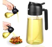 Lychico Botella dispensadora de aceite de 470 ml, dispensador de aceite 2 en 1 y pulverizador de aceite, botella de spray de grado alimenticio para cocinar en la cocina, dispensador de aceite para