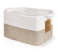 Lychico Cesta tejida de cuerda de algodón con asas para estantes, juguetes, libros, cestas de almacenamiento de tela para organizar, 33 x 25 x 22,5 cm, organizador decorativo de juguetes para sala de