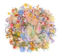 Lychii Pegatinas de Scrapbooking, 180 Piezas de Decoración con Plantas y Flores Naturales, Diseño Vintage para Manualidades de Álbumes, Planificador de Calendario