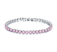 Lyciel Pulseras de zircón de tenis de 4 mm para mujeres - tamaño 6.7/7.5 "S925 pulsera de piedra de nacimiento de tenis chapada en plata, regalos de San Valentín para mujeres (XY0175B-19Pink)