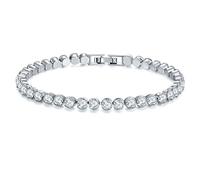 Lyciel Pulseras de zircón de tenis de 4 mm para mujeres - tamaño 6.7/7.5 "S925 pulsera de piedra de nacimiento de tenis chapada en plata, regalos de San Valentín para mujeres (XY0175A-17White)