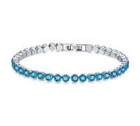 Lyciel Pulseras de zircón de tenis de 4 mm para mujeres - tamaño 6.7/7.5 "S925 pulsera de piedra de nacimiento de tenis chapada en plata, regalos de San Valentín para mujeres (XY0175E-19Blue)