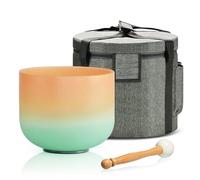 Lycrystal Cuenco de canto 432HZ de 8 pulgadas, nota C, chakra del plexo solar, cristal de cuarzo esmerilado, mazo y junta tórica para meditación de curación de sonido