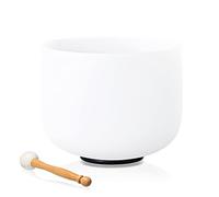 Lycrystal Cuenco de canto de 8 pulgadas E Note Solar Plexo Chakra de cuarzo esmerilado con sonido y junta tórica para meditación de sanación de sonido