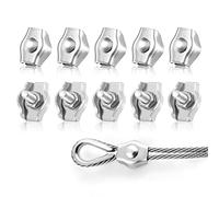 LYCXAMES 10 Piezas M2 Abrazadera de Cable de Acero Inoxidable 304, Abrazadera de Cable de Cable Clip Símplex para la Fijación de Cables de Acero y Cables