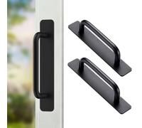 LYCXAMES 2 Piezas Tiradores Autoadhesivos para Muebles,147 mm Tirador de Armario de Aluminio,Dormitorios Manija Autoadhesiva para Puerta y Ventana Tiradores Cocina Armarios Frigorifico Negro
