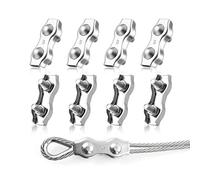 LYCXAMES M5 Abrazadera De Cable Dúplex, 8 Piezas Abrazadera de Cuerda de Alambre Abrazadera de Cable de Acero Inoxidable 304 para la Fijación del Tendedero Suspensión de la Vela Solar