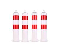 LYDBMYT Bolardo de seguridad, 21.6 pulgadas de altura, con pernos de anclaje, barrera de estacionamiento con cinta reflectante, para control de tráfico/barrera de entrada (4 unidades, blanco)