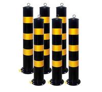 LYDBMYT Bolardo de seguridad extraíble con funda incrustada, poste de acero de seguridad amarillo con pernos de anclaje y candado, bolardo de estacionamiento para almacén (6 unidades, amarillo, 800 mm