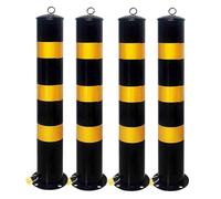 LYDBMYT Bolardo de seguridad extraíble con funda incrustada, poste de acero de seguridad amarillo con pernos de anclaje y candado, bolardo de estacionamiento para almacén (4 unidades, amarillo, 800 mm