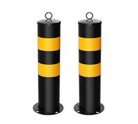 LYDBMYT Paquete de 2 bolardos de seguridad de acero fijables con pernos de anclaje, recubrimiento en polvo para barreras de entrada de control de tráfico (75 cm)