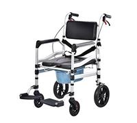 LYDBMYT Silla plegable portátil con freno de mano para personas mayores, silla con ruedas, para discapacitados y asistidos, silla de ducha de transporte con asiento acolchado, pedal plegable B