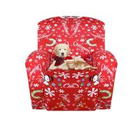 Lydevo Funda de Sillón Navidad Relax Elásticas Juego de 4 con Bolsillos Laterales Funda Antideslizante Lavable para Silla reclinable,Copos Nieve
