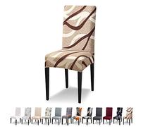 Lydevo Funda para Sillas Comedor Pack 6 Fundas para Sillas Ajustables Elásticas Desmontables Lavables Fundas Sillas con Respaldo Alto Protectora Cubiertas para Sillas para Comedor,Línea Marrón