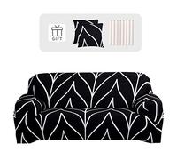 Lydevo Funda Sofá 3 Plazas Protector de Sofá Universales con 2 Fundas de Cojín Cubre Fundas de Sofá Ajustables con Brazos Antideslizante Lavable Protector Decorativa Sofa Covers,Línea Negro