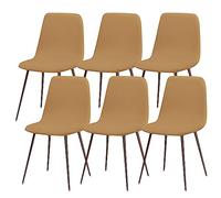 Lydevo Fundas para Sillas de Comedor 6 Piezas Funda de Silla Nordica Cocina Elásticas Cubiertas Fundas para Silla Oficina Sin Brazo Ajustables Lavables Protectoras de Sillas Escandinavas,Camello