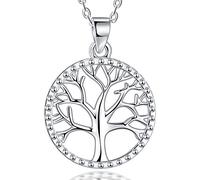 Lydreewam árbol de la Vida Collar para Mujer Plata de Ley 925 con Joyero, Ajustable 40+5cm