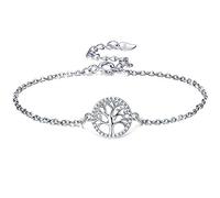 Lydreewam árbol de la Vida Pulsera para Mujer Plata de Ley 925 con Caja de Regalo, Ajustable 16+3cm
